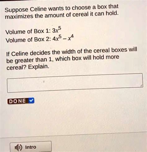 suppose celine wants to choose a box|Suppose Celine wants to choose a box that maximizes the .